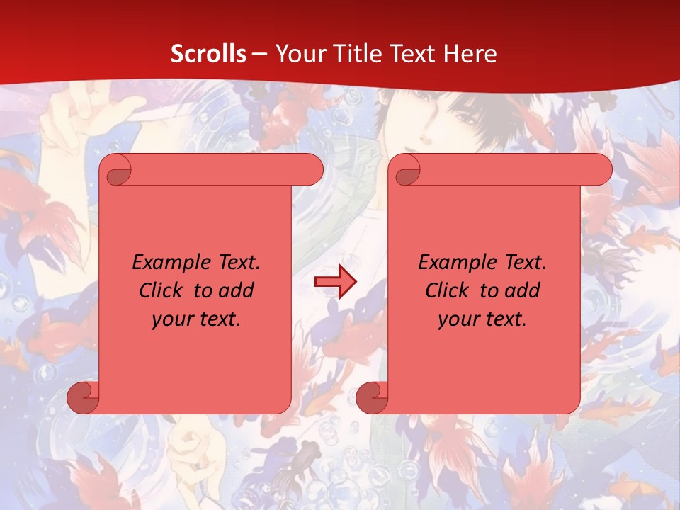 Two People Surrounded By Fish Powerpoint Template PowerPoint Template