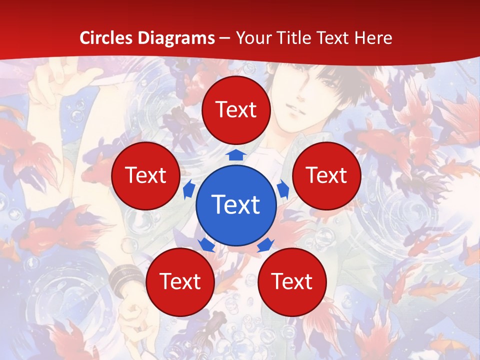 Two People Surrounded By Fish Powerpoint Template PowerPoint Template