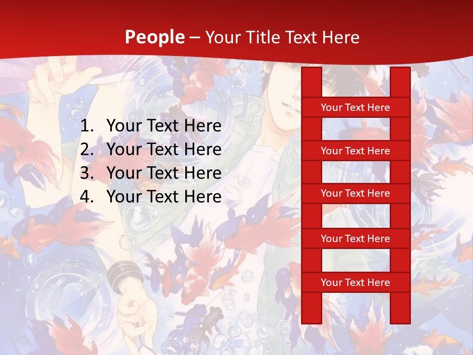 Two People Surrounded By Fish Powerpoint Template PowerPoint Template