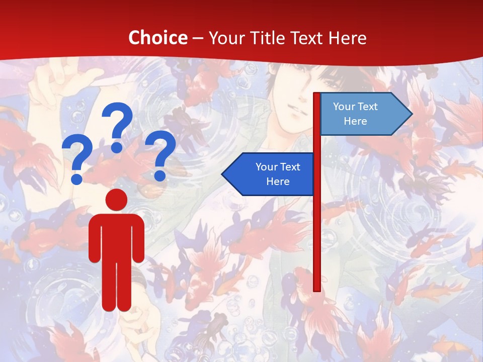 Two People Surrounded By Fish Powerpoint Template PowerPoint Template