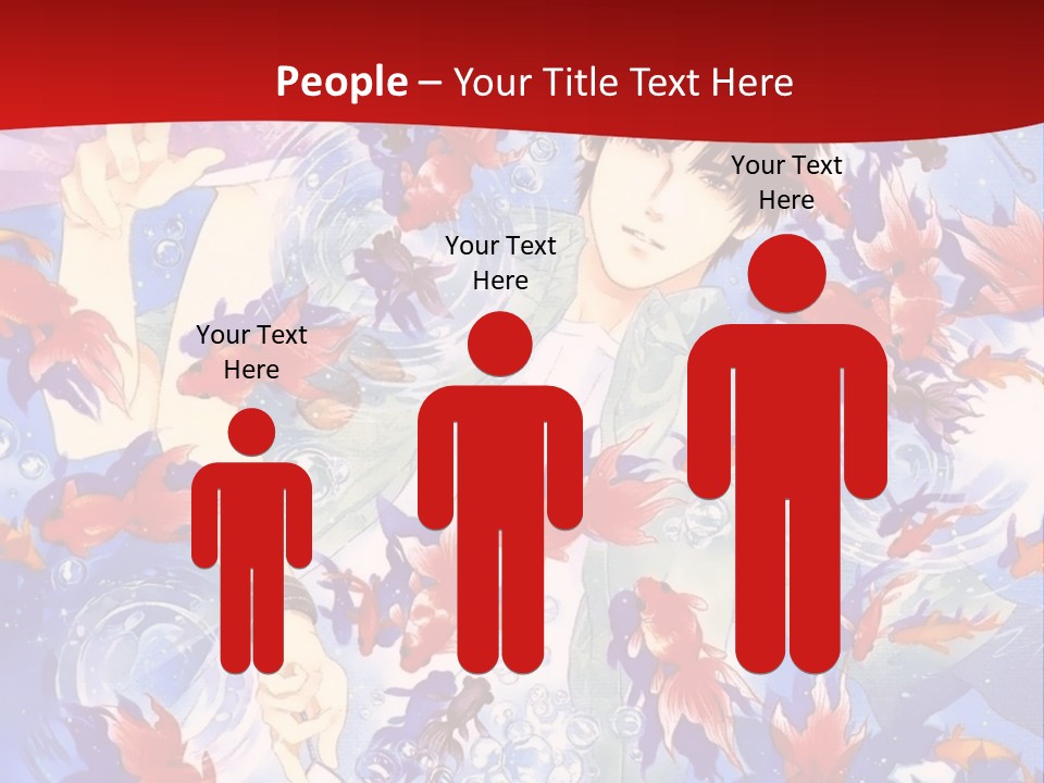 Two People Surrounded By Fish Powerpoint Template PowerPoint Template