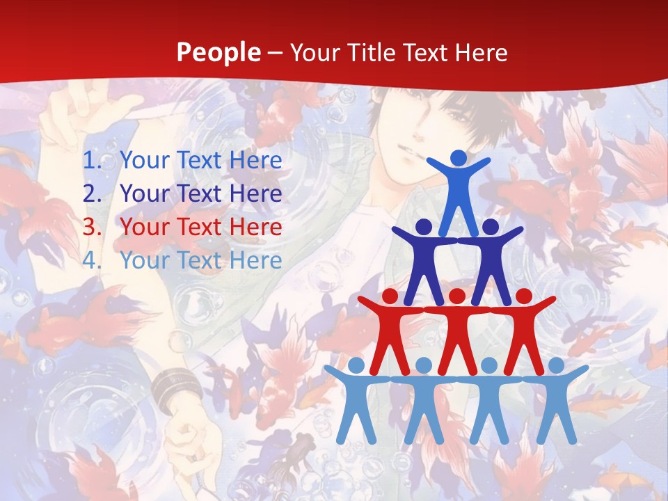 Two People Surrounded By Fish Powerpoint Template PowerPoint Template