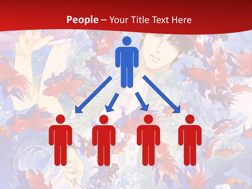 Two People Surrounded By Fish Powerpoint Template PowerPoint Template