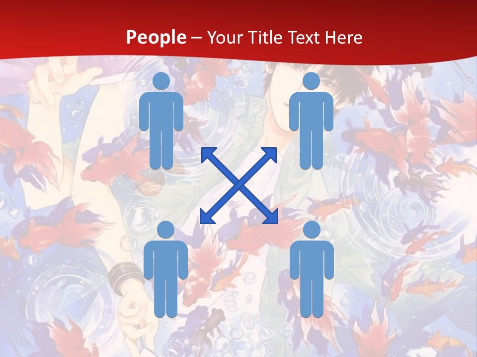 Two People Surrounded By Fish Powerpoint Template PowerPoint Template