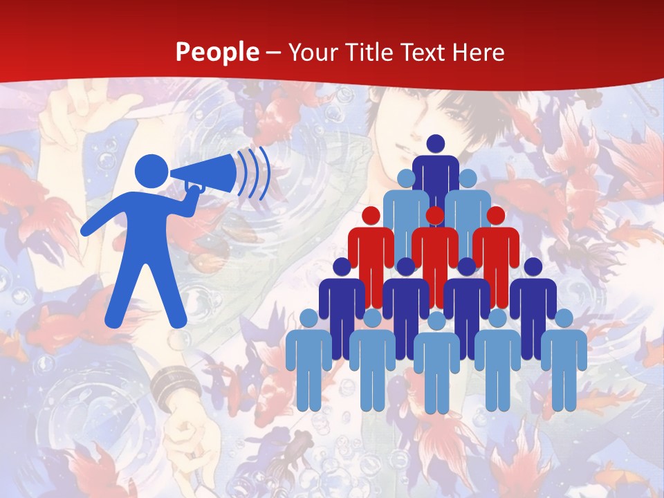 Two People Surrounded By Fish Powerpoint Template PowerPoint Template