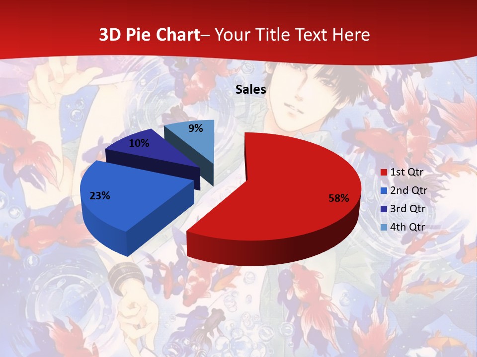 Two People Surrounded By Fish Powerpoint Template PowerPoint Template
