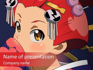 A Woman With Red Hair And A Hat On Her Head PowerPoint Template