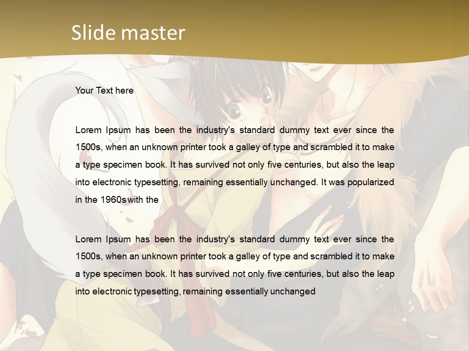 A Couple Of Anime Characters Sitting Next To Each Other PowerPoint Template