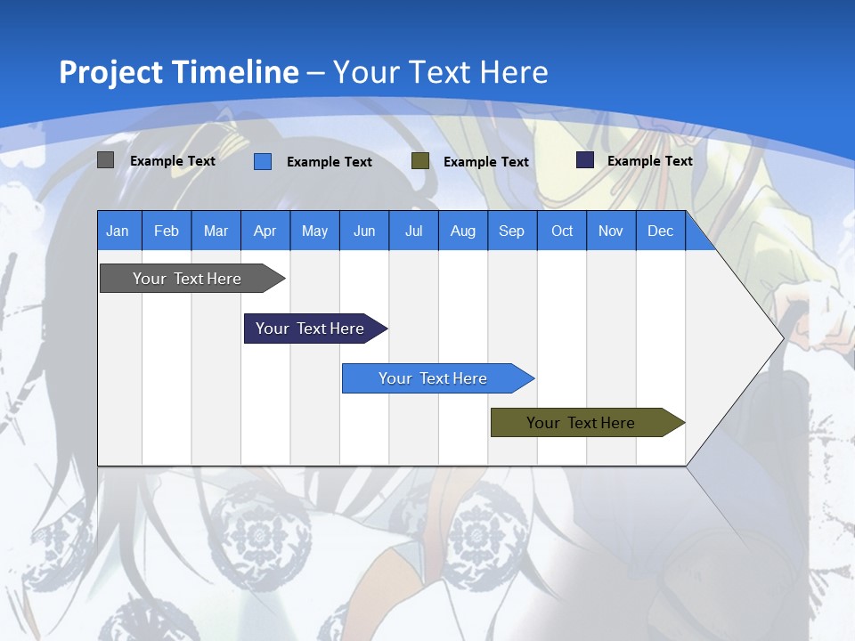 A Couple Of Anime Characters In Front Of A Blue Background PowerPoint Template