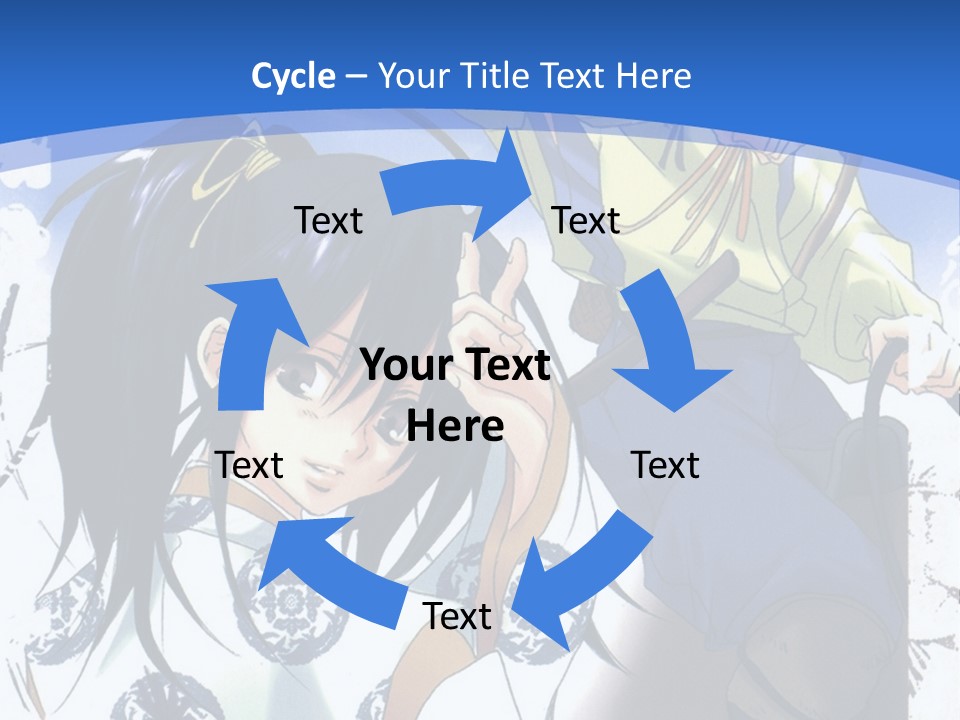 A Couple Of Anime Characters In Front Of A Blue Background PowerPoint Template