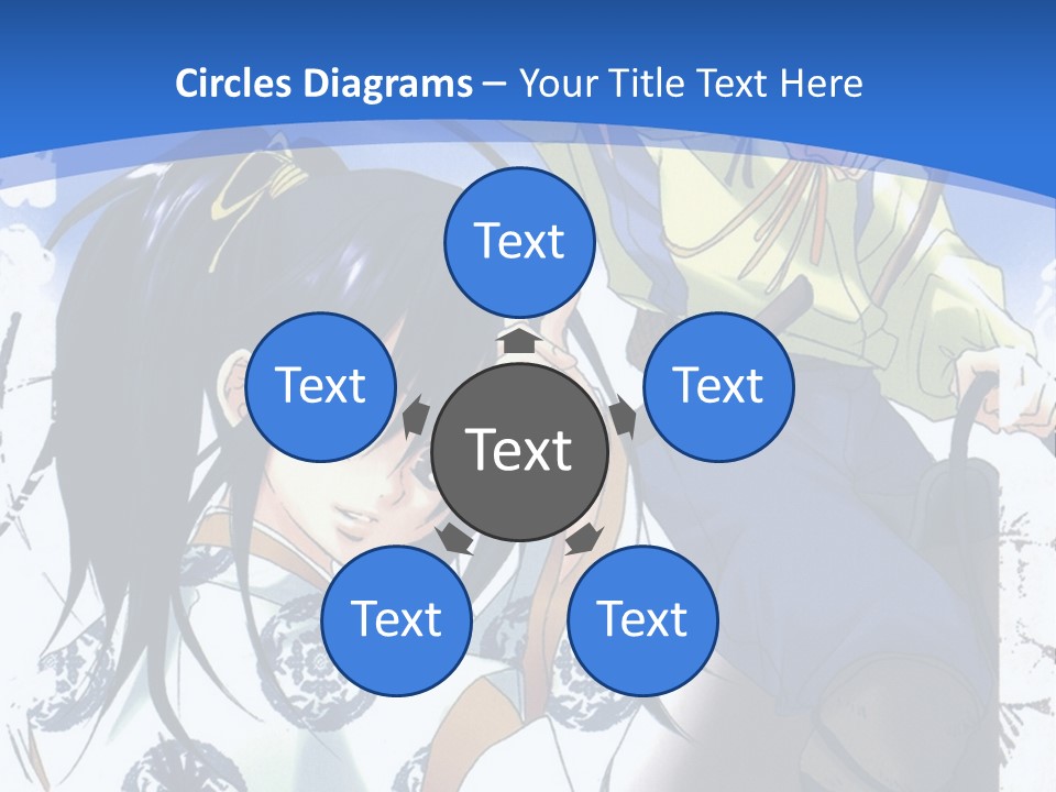 A Couple Of Anime Characters In Front Of A Blue Background PowerPoint Template