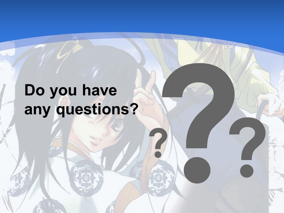 A Couple Of Anime Characters In Front Of A Blue Background PowerPoint Template