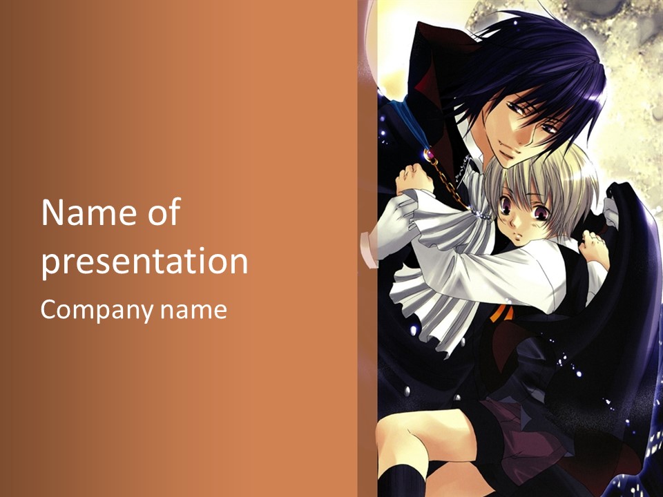 A Couple Of Anime Characters Hugging In Front Of A Full Moon PowerPoint Template