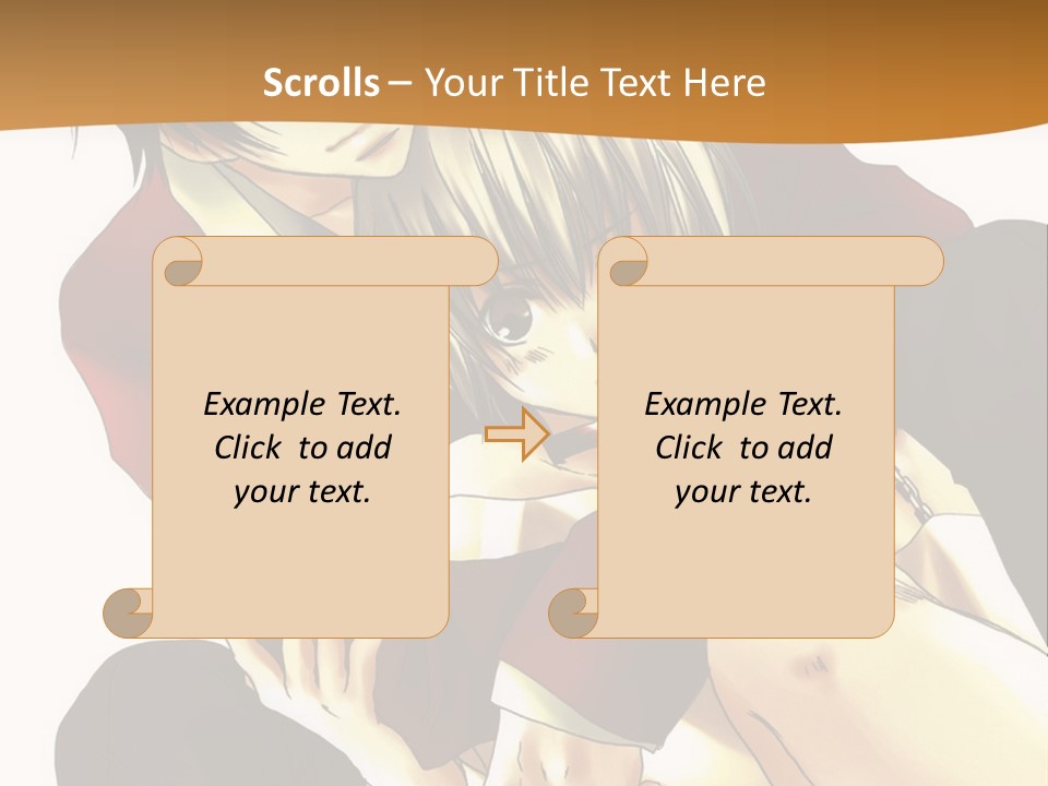 A Couple Of Anime Characters Sitting Next To Each Other PowerPoint Template
