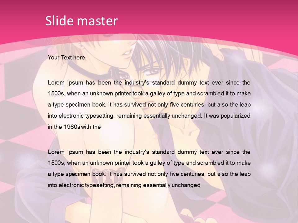 A Man And Woman Are Kissing In A Pink Background PowerPoint Template