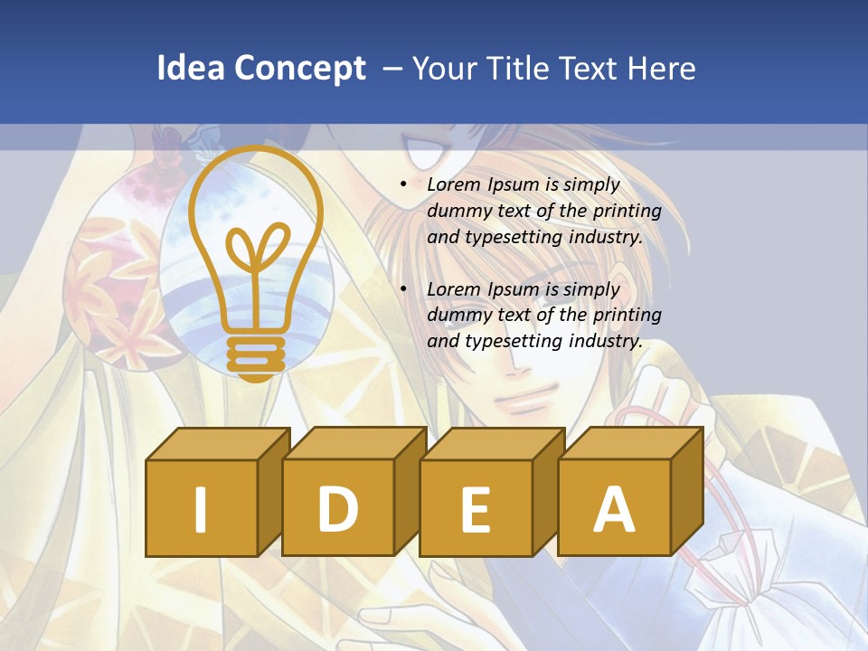 A Man And A Woman Are Holding Each Other In Front Of A Blue Background PowerPoint Template