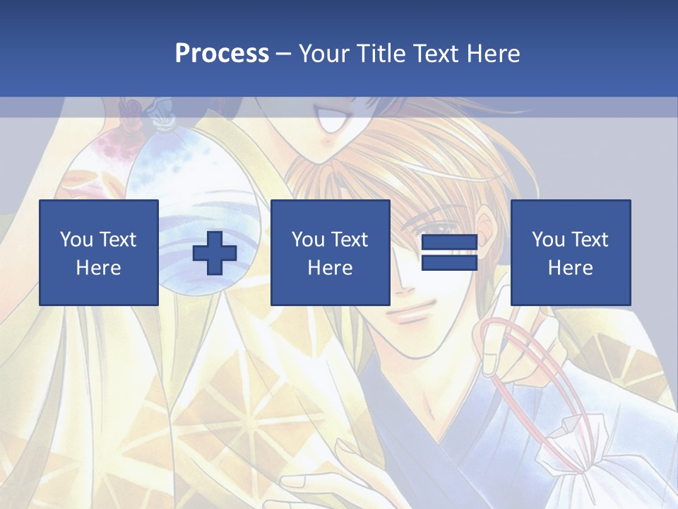 A Man And A Woman Are Holding Each Other In Front Of A Blue Background PowerPoint Template