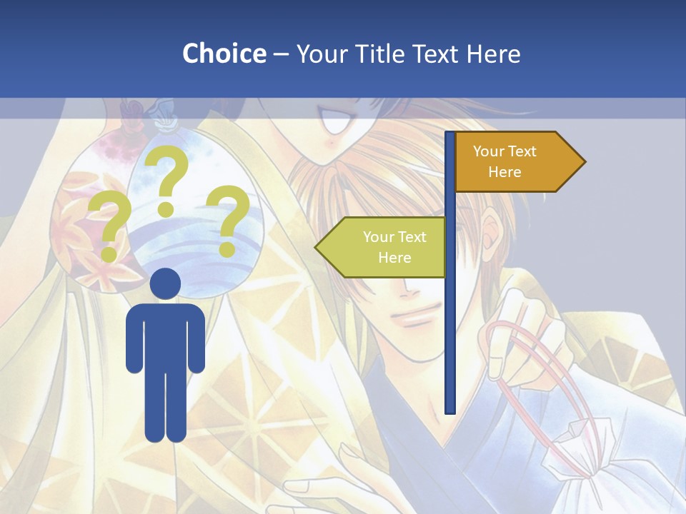 A Man And A Woman Are Holding Each Other In Front Of A Blue Background PowerPoint Template