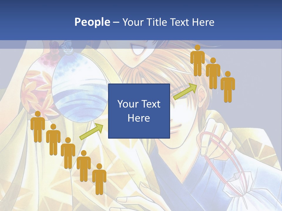 A Man And A Woman Are Holding Each Other In Front Of A Blue Background PowerPoint Template