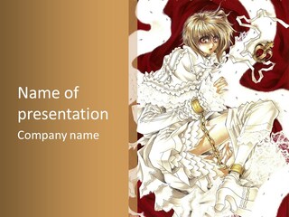 A Woman In A White Dress Is Holding A Sword PowerPoint Template