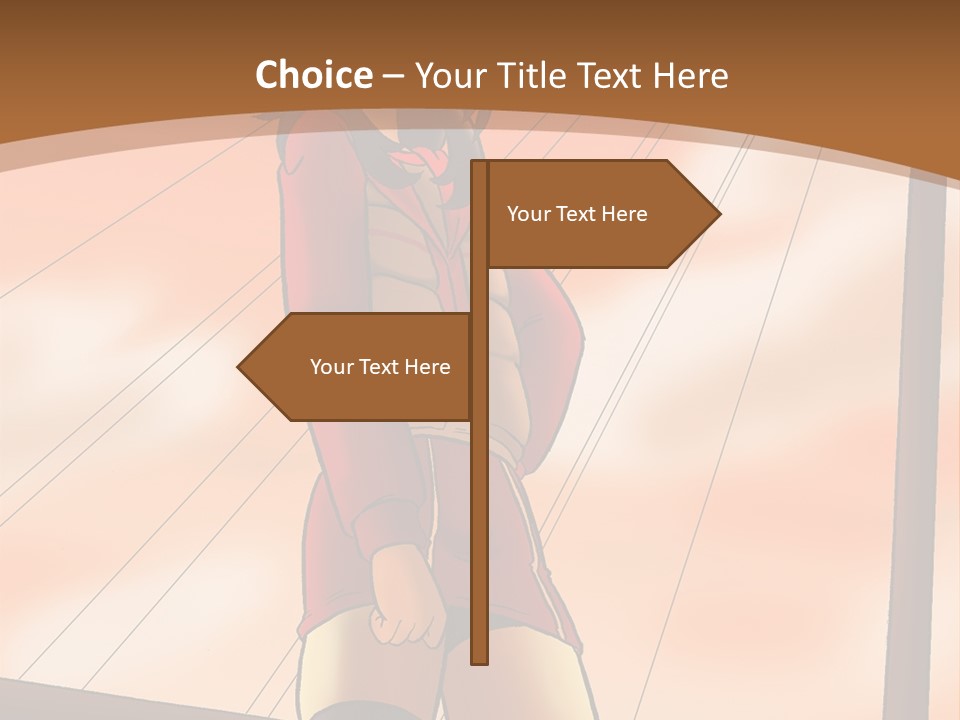 A Woman In A Red Dress Is Standing On A Bridge PowerPoint Template