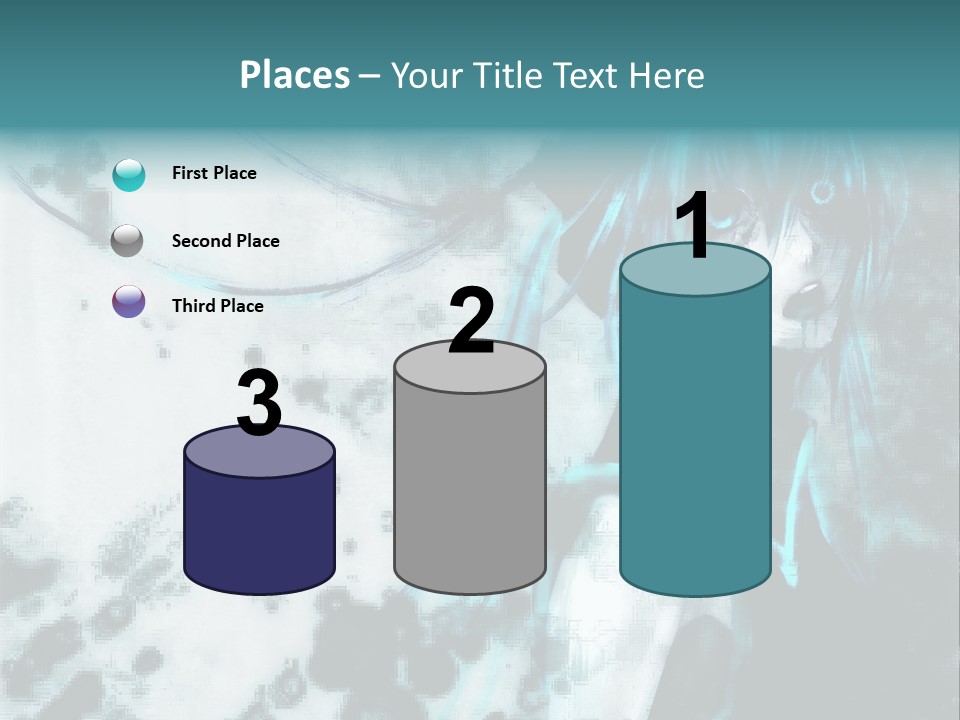 A Woman With Blue Hair Is Standing In Front Of A Black And White Background PowerPoint Template