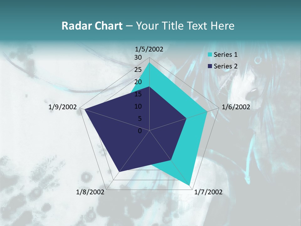 A Woman With Blue Hair Is Standing In Front Of A Black And White Background PowerPoint Template