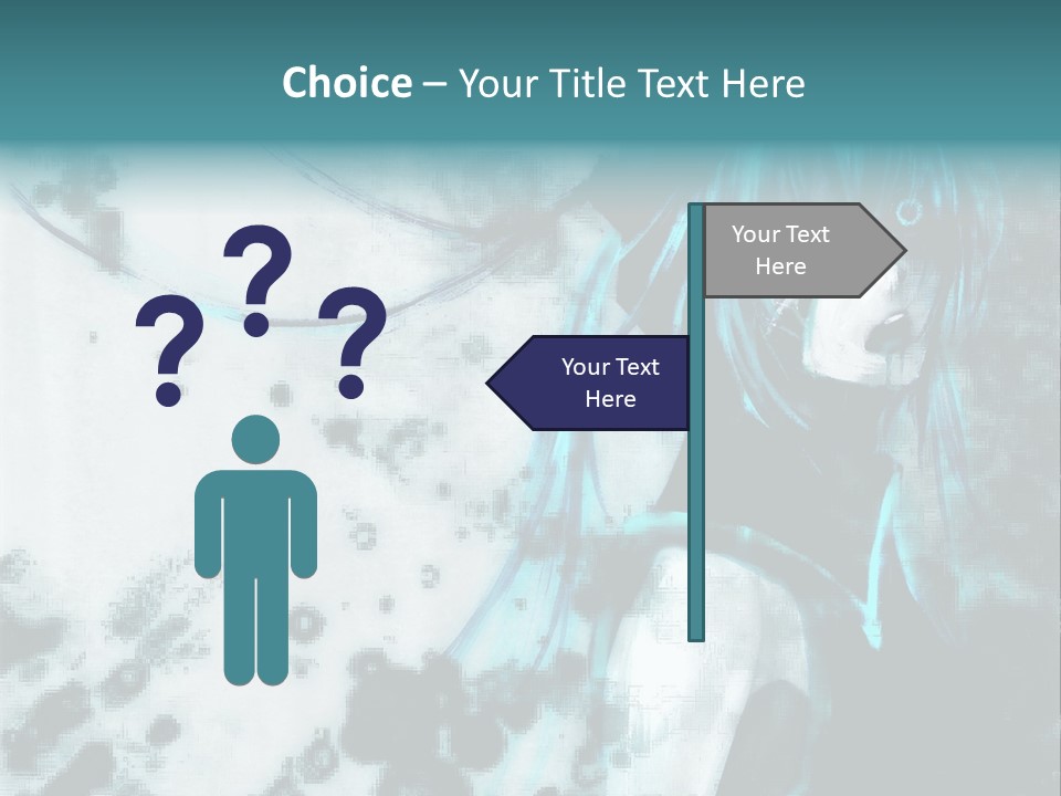 A Woman With Blue Hair Is Standing In Front Of A Black And White Background PowerPoint Template