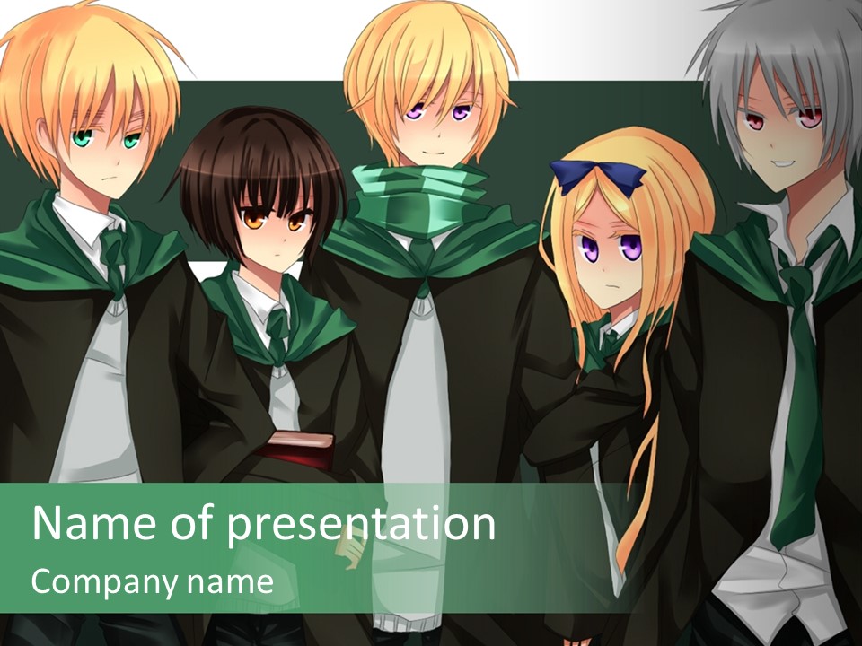 A Group Of Anime Characters Standing Next To Each Other PowerPoint Template