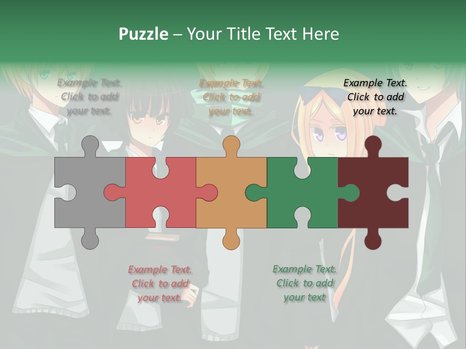 A Group Of Anime Characters Standing Next To Each Other PowerPoint Template