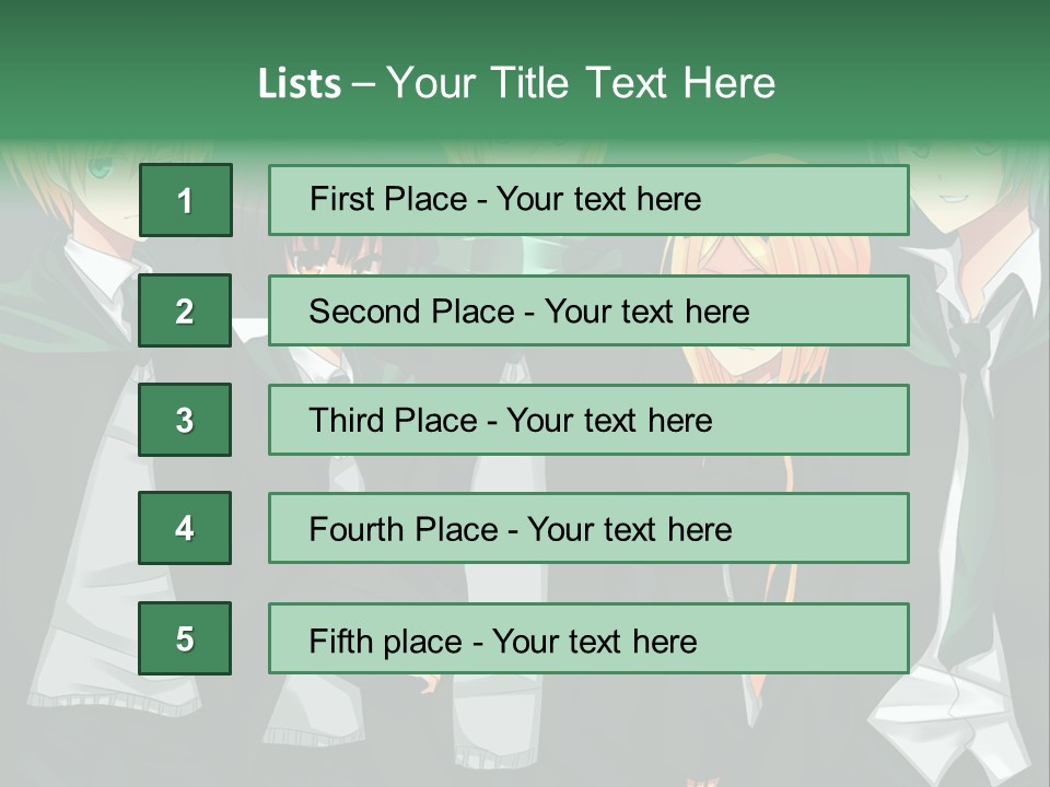 A Group Of Anime Characters Standing Next To Each Other PowerPoint Template