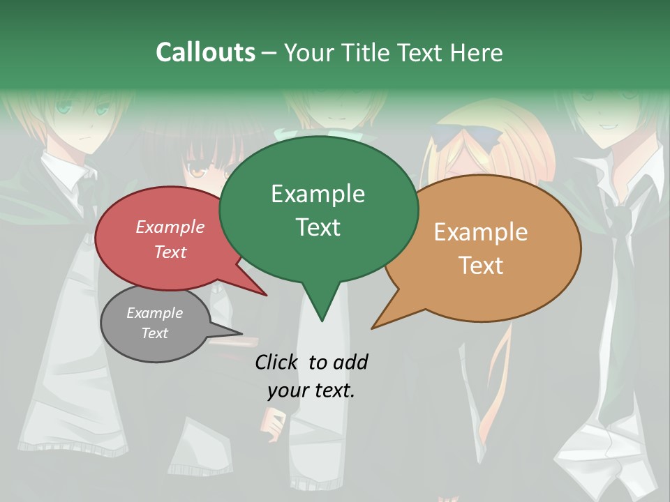 A Group Of Anime Characters Standing Next To Each Other PowerPoint Template