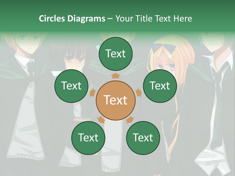 A Group Of Anime Characters Standing Next To Each Other PowerPoint Template
