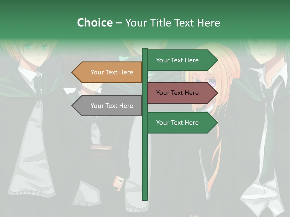 A Group Of Anime Characters Standing Next To Each Other PowerPoint Template