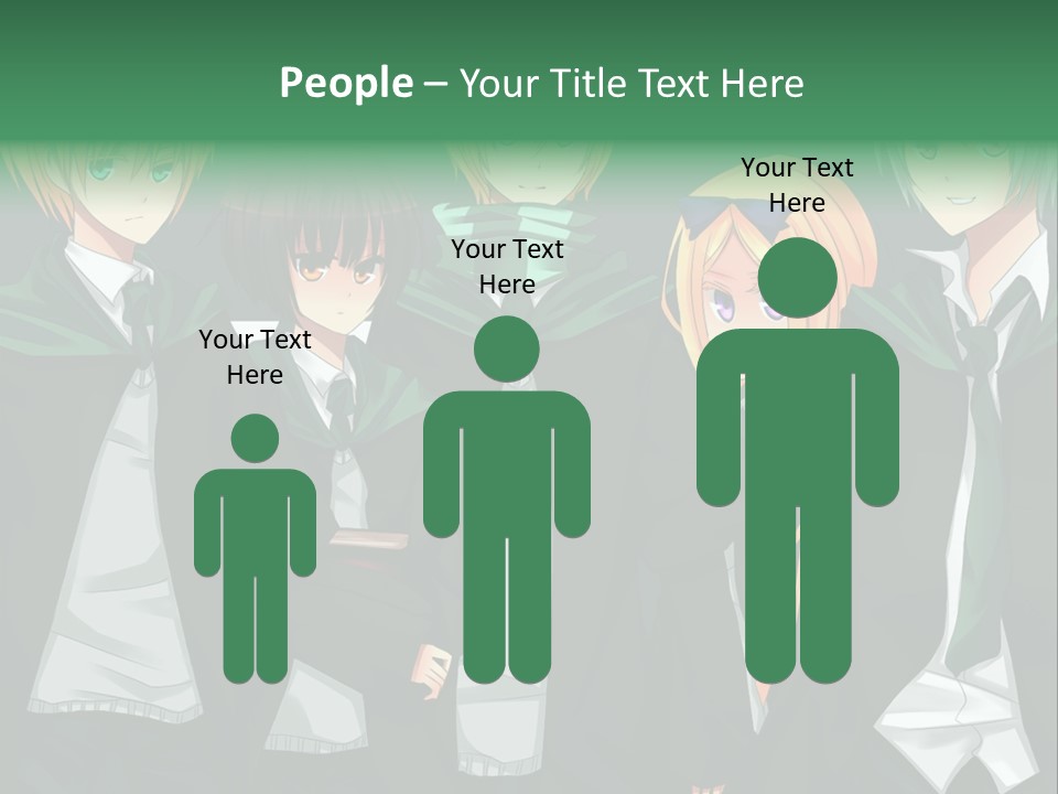 A Group Of Anime Characters Standing Next To Each Other PowerPoint Template
