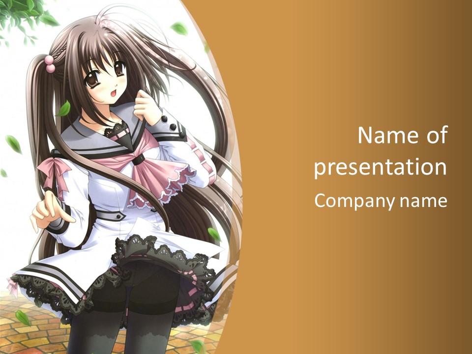 A Girl With Long Hair Is Standing In Front Of A Tree PowerPoint Template