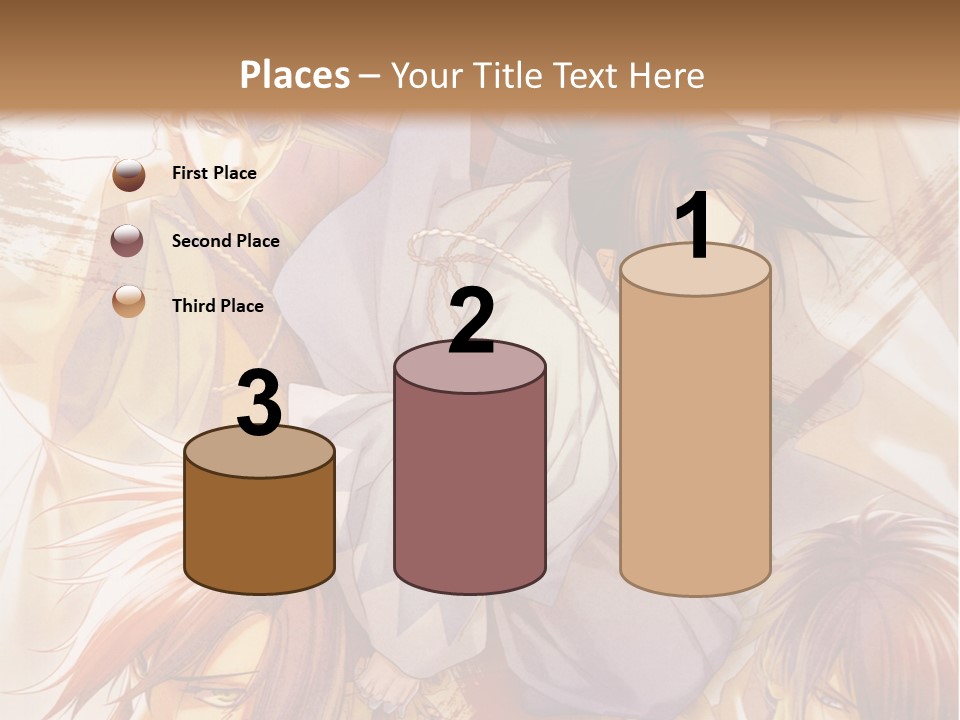 A Group Of Anime Characters On A Brown Background PowerPoint Template