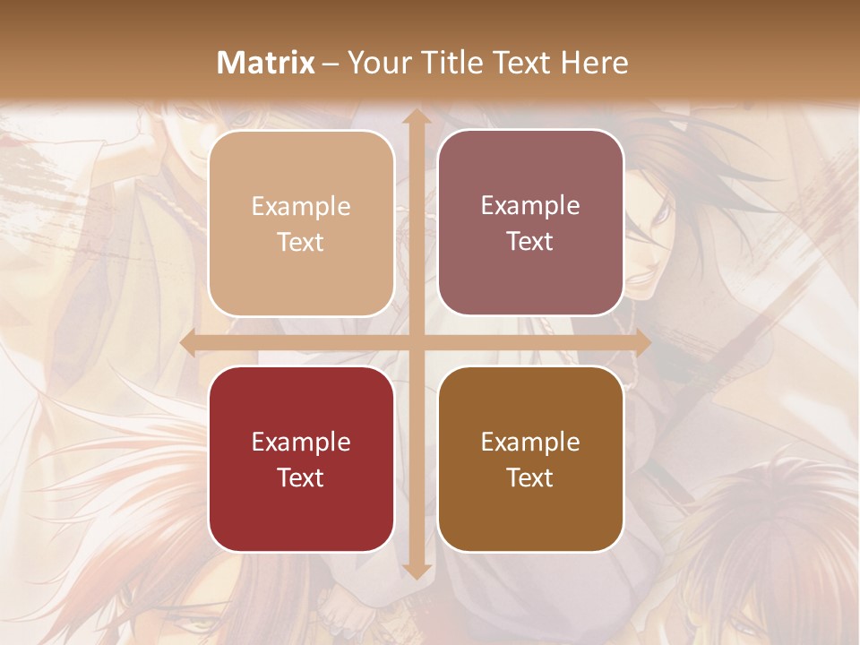 A Group Of Anime Characters On A Brown Background PowerPoint Template
