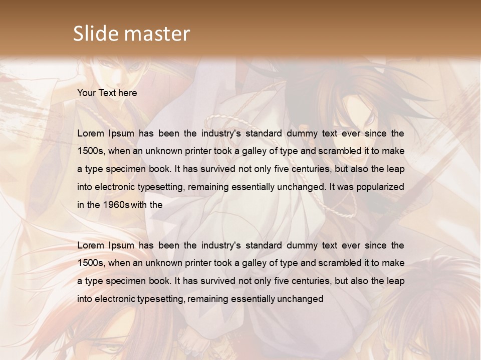 A Group Of Anime Characters On A Brown Background PowerPoint Template