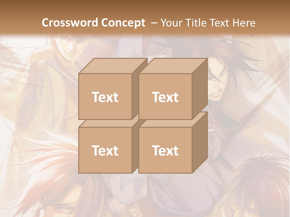 A Group Of Anime Characters On A Brown Background PowerPoint Template