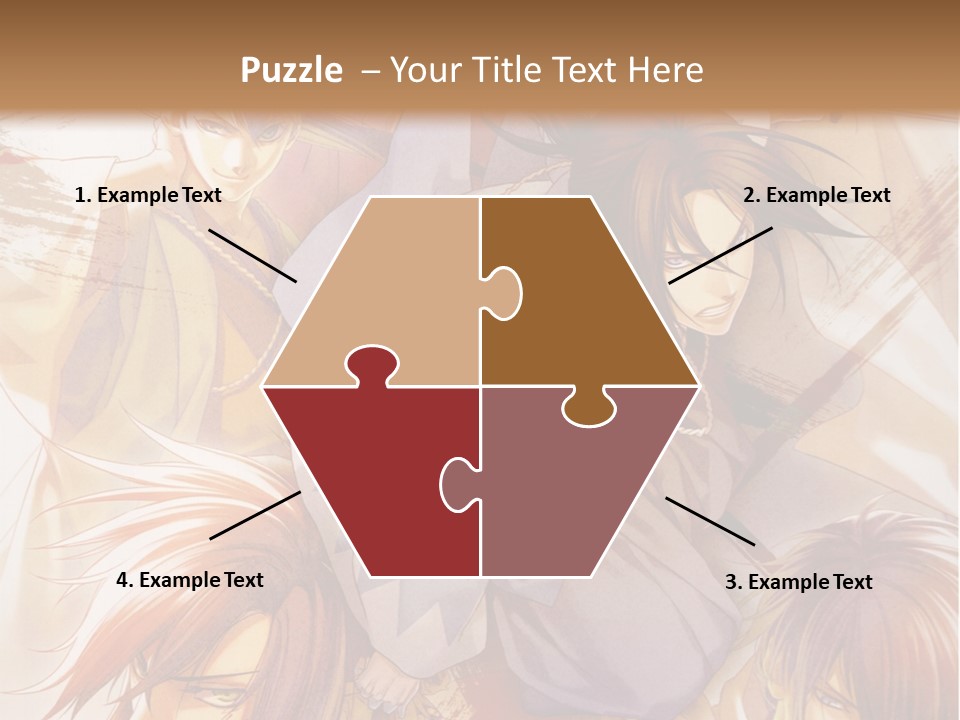 A Group Of Anime Characters On A Brown Background PowerPoint Template