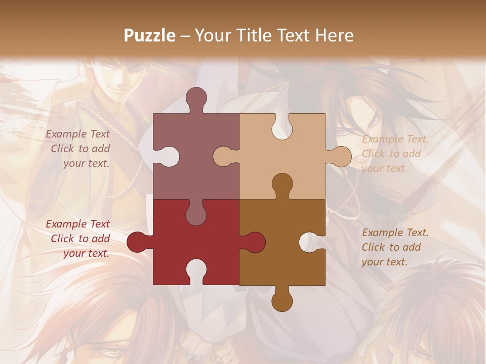 A Group Of Anime Characters On A Brown Background PowerPoint Template