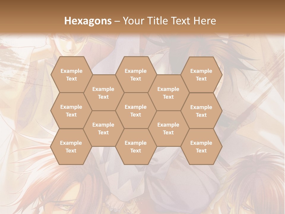 A Group Of Anime Characters On A Brown Background PowerPoint Template