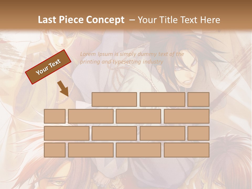 A Group Of Anime Characters On A Brown Background PowerPoint Template