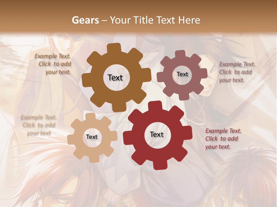 A Group Of Anime Characters On A Brown Background PowerPoint Template