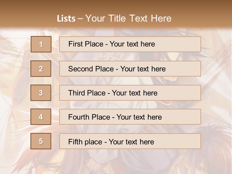 A Group Of Anime Characters On A Brown Background PowerPoint Template
