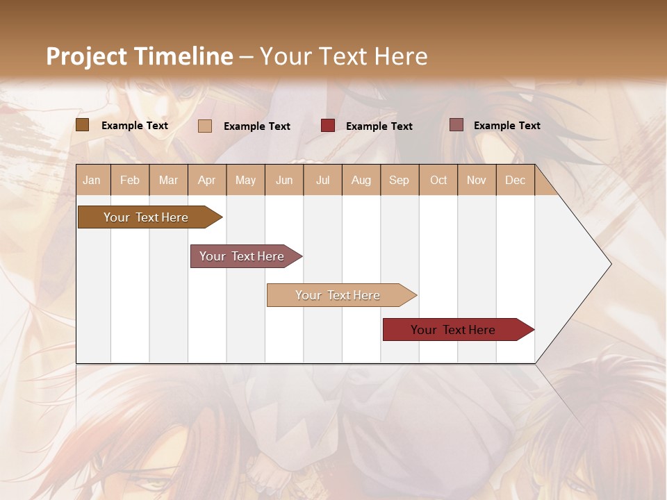 A Group Of Anime Characters On A Brown Background PowerPoint Template