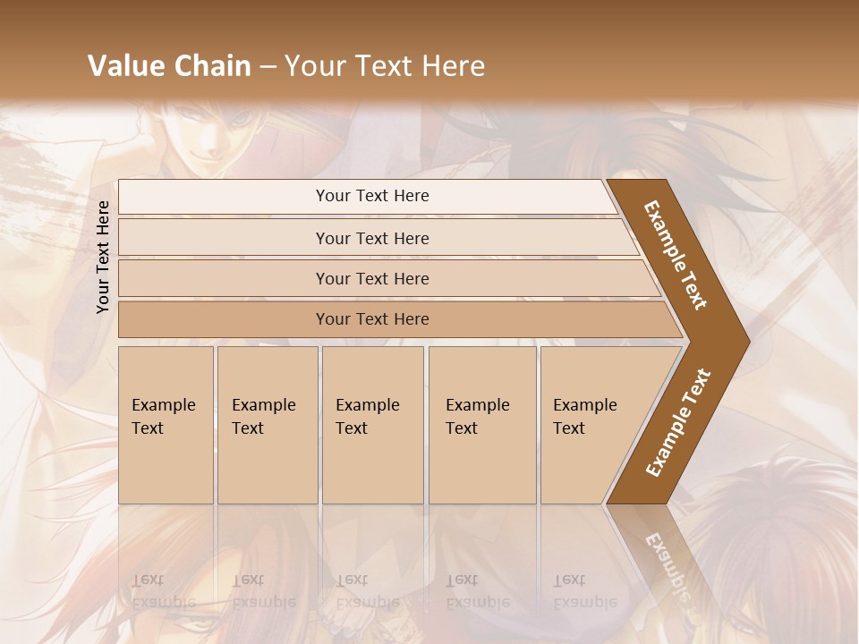 A Group Of Anime Characters On A Brown Background PowerPoint Template