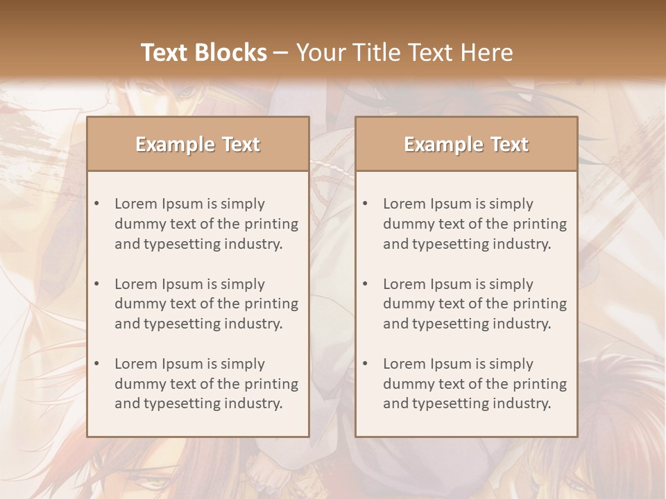 A Group Of Anime Characters On A Brown Background PowerPoint Template