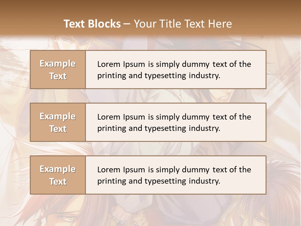 A Group Of Anime Characters On A Brown Background PowerPoint Template